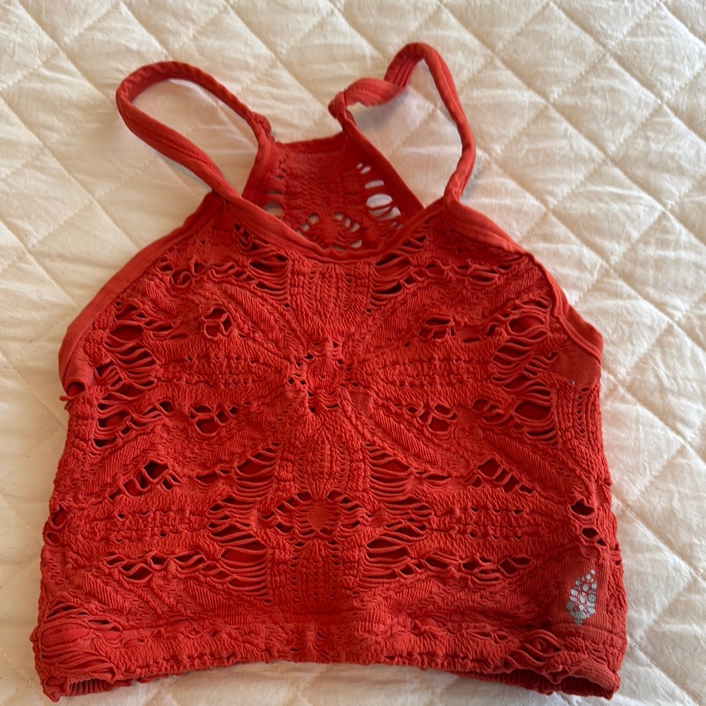 FP Movement by Free People Red Crochet Tank Top